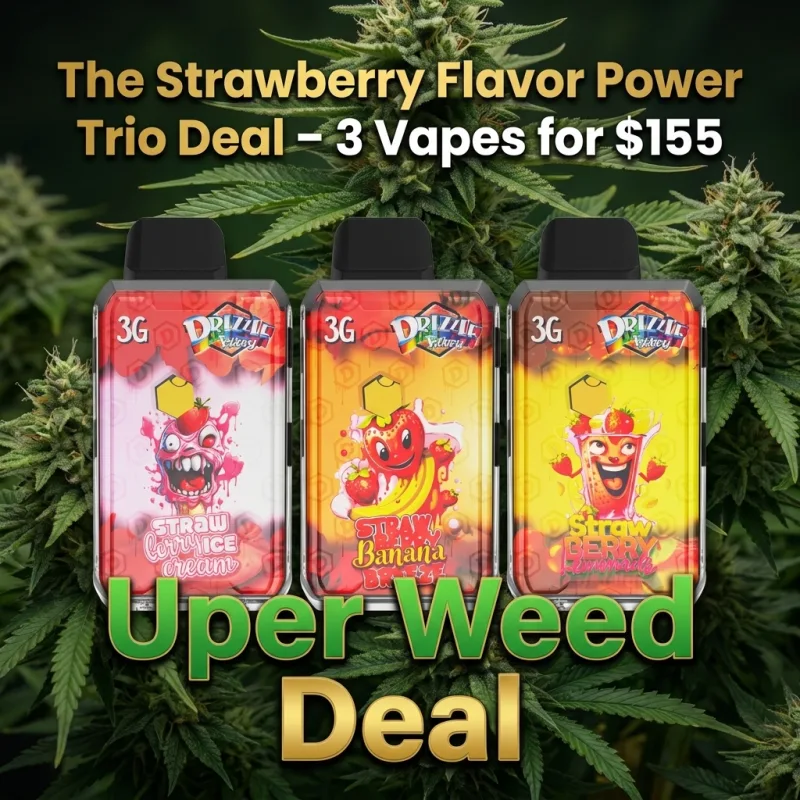 The Strawberry Flavor Power Trio Deal – 3 Premium Vapes (3g Each) for $155 product image 2
