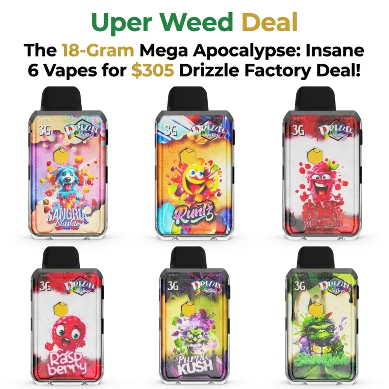 The 18-Gram Mega Apocalypse: Insane 6-Pack of 3g Vapes for $305 Drizzle Factory Deal! product image 3