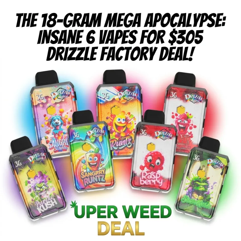 The 18-Gram Mega Apocalypse: Insane 6-Pack of 3g Vapes for $305 Drizzle Factory Deal! product image 4