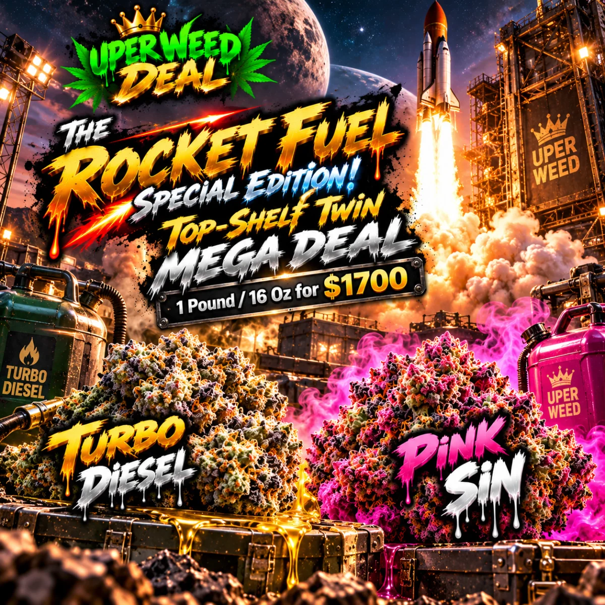 THE ROCKET FUEL SPECIAL EDITION! Top-Shelf Twin MEGA DEAL [1 Pound / 16 Oz for $1700]