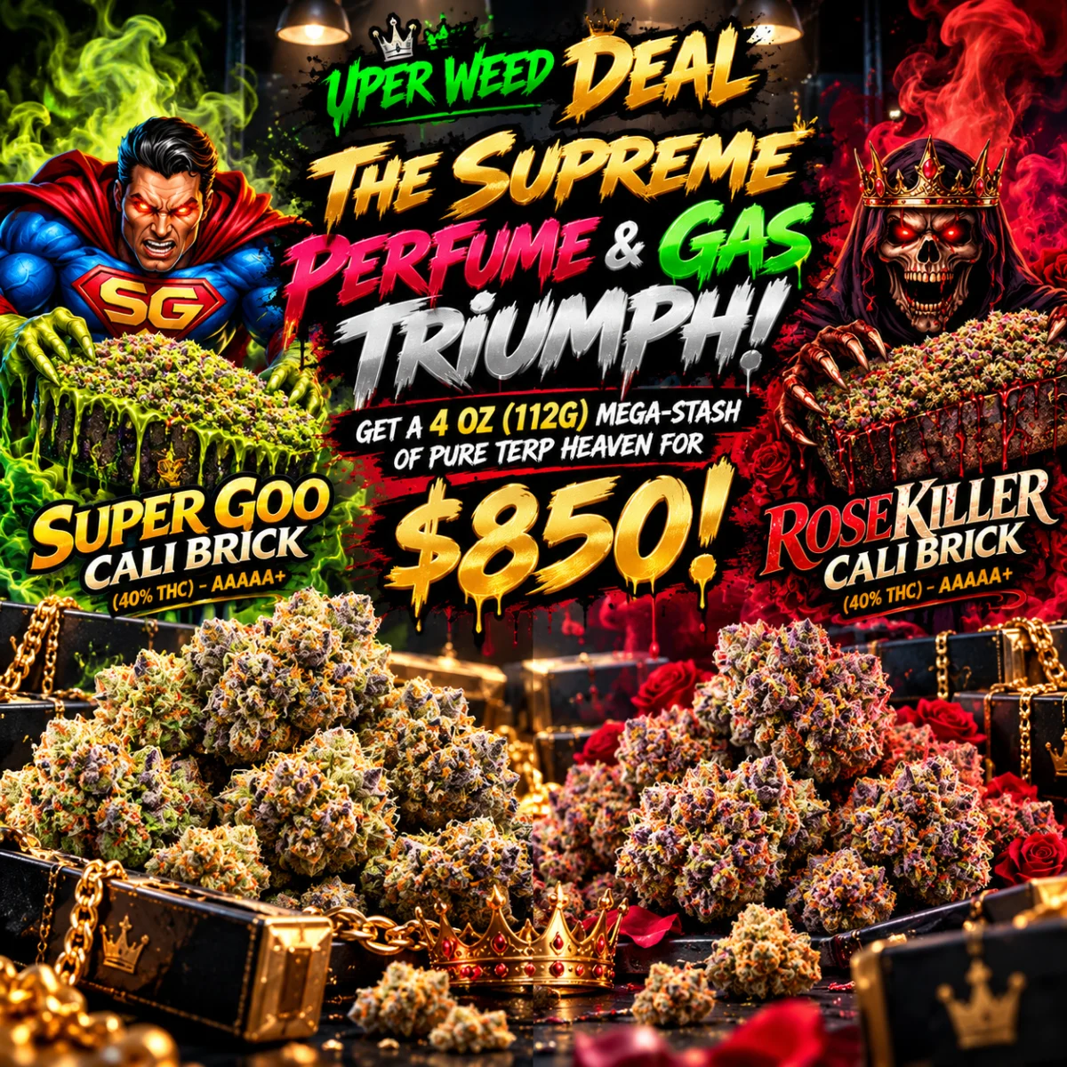 THE SUPREME PERFUME & GAS TRIUMPH! Get a 4 oz (112g) Mega-Stash of Pure Terp Heaven for $850!